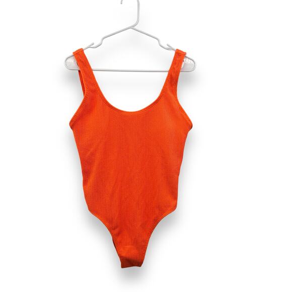 NEW Cotton on Body One PIece Swimsuit Size Large Ribbed Textured Cheeky Swim NWT - Picture 1 of 10